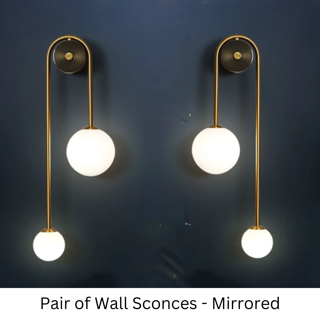 Amalia - Modern Nordic Gold Wall Sconces  BO-HA Pair of Wall Sconces 2 Glass Shades