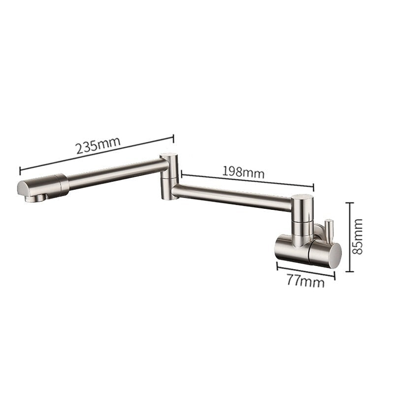 Saima - Modern Pot Filler Faucet Tap Wall Mounted Faucet  BO-HA Brushed Nickel Side