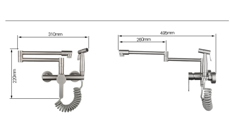 Saria - Wall Mounted Nordic Pot Filler Faucet Kitchen Faucet with Sprayer