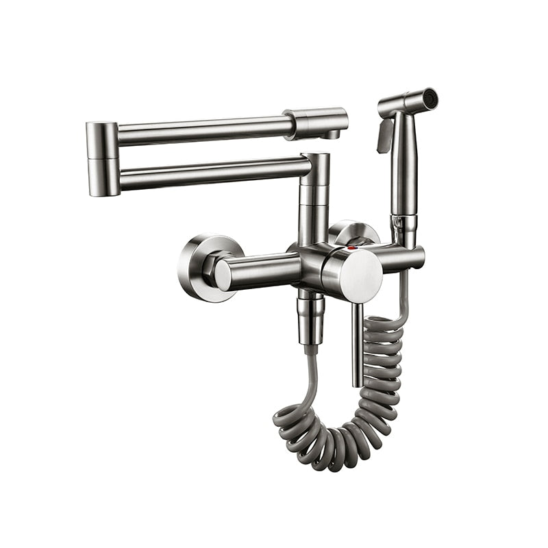 Savena - Modern Kitchen Pot Filler Faucet Kitchen Faucet with Sprayer  BO-HA Stainless Steel