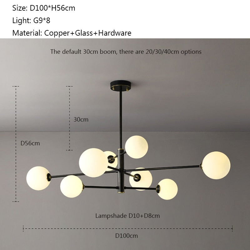 Arvidur Ball Led Hanging Pendant Lights  BO-HA 8 lights-B White light