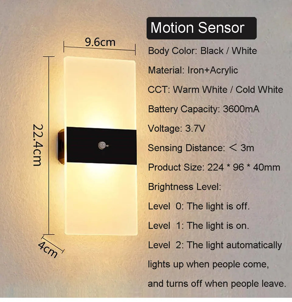 Rikard - Rechargeable Wall Light with Switch Dimmable