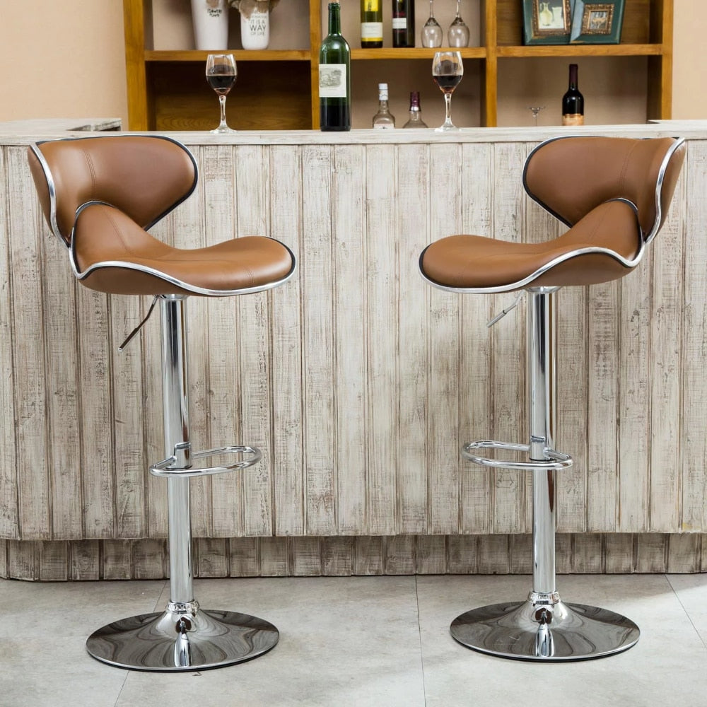 Anker - Bar Stool with Adjustable Height Set of 2 Leather Chair