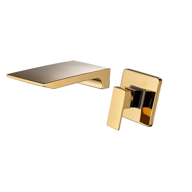 Kelsye - Modern Wall Mount Waterfall Bathroom Faucet  BO-HA Gold