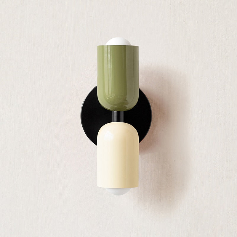 Afli - Colorful Modern Wall Sconce BO-HA Black Cream + Green Hardwired