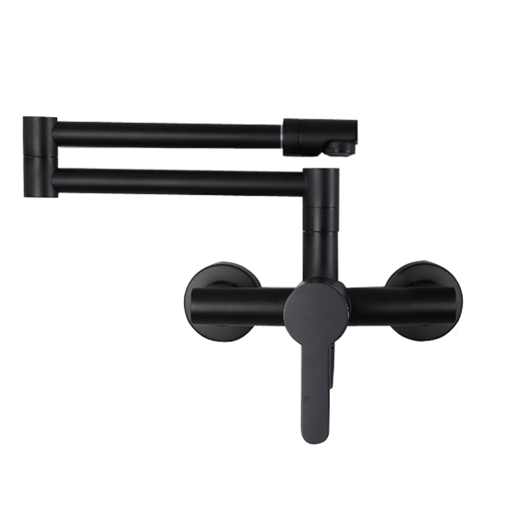 Saria - Wall Mounted Nordic Pot Filler Faucet Kitchen Faucet with Sprayer  BO-HA Black Without Sprayer