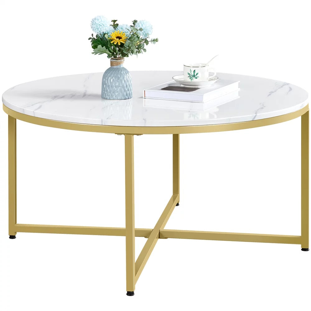 Sivert - Modern Oval Coffee Table Faux Marble