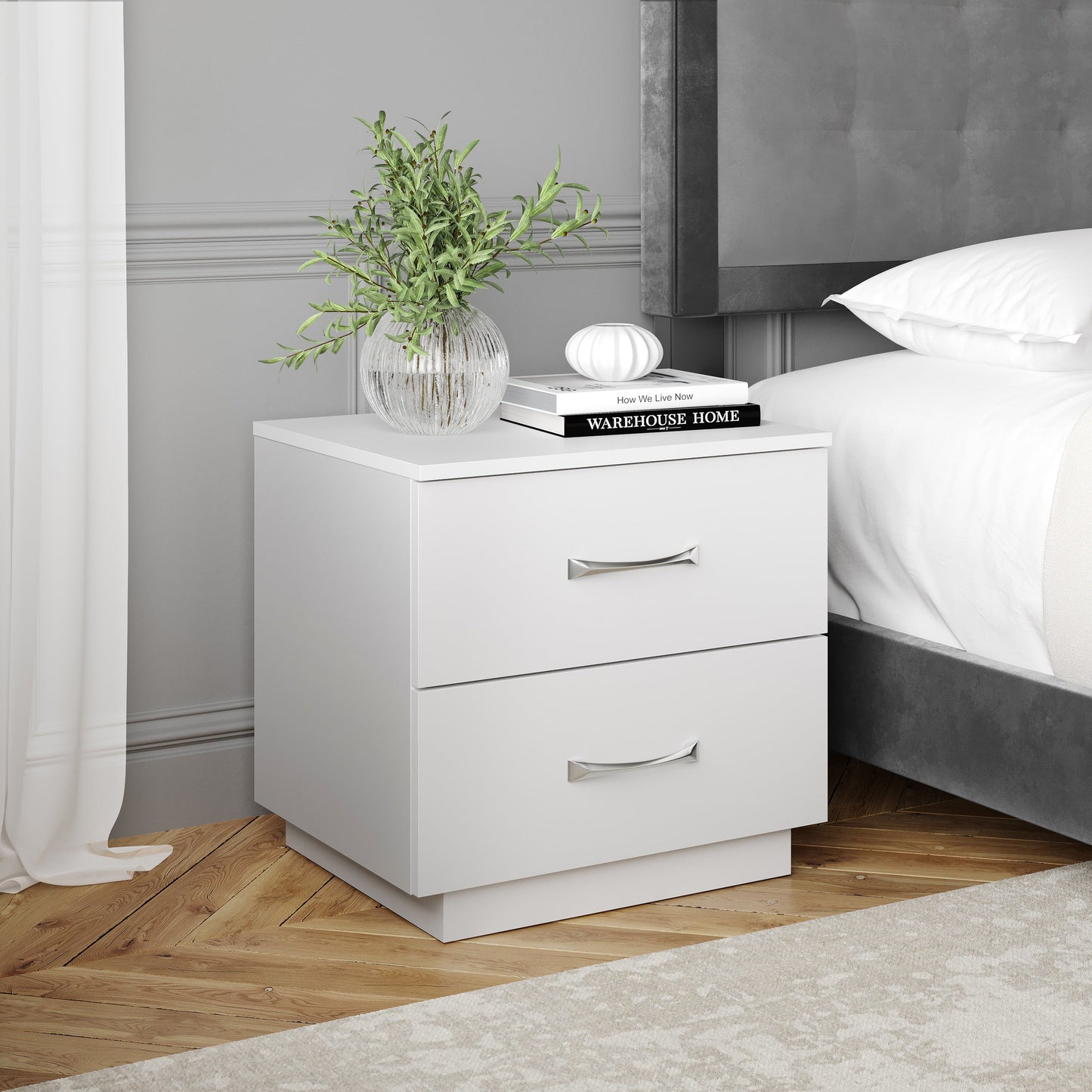 Niklas - Black Nightstand Black Furniture Nightstand Small Bedside Table  BO-HA White