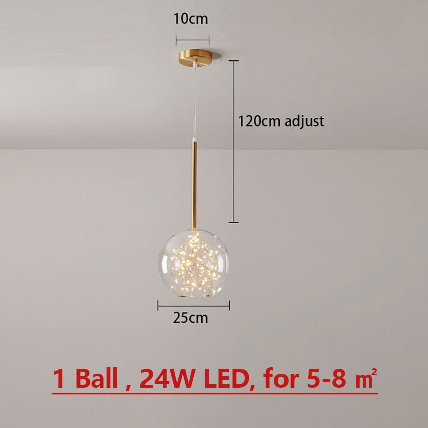 Runa LED Chandelier Glass Pendant Lights  BO-HA 1 Ball Warm Light