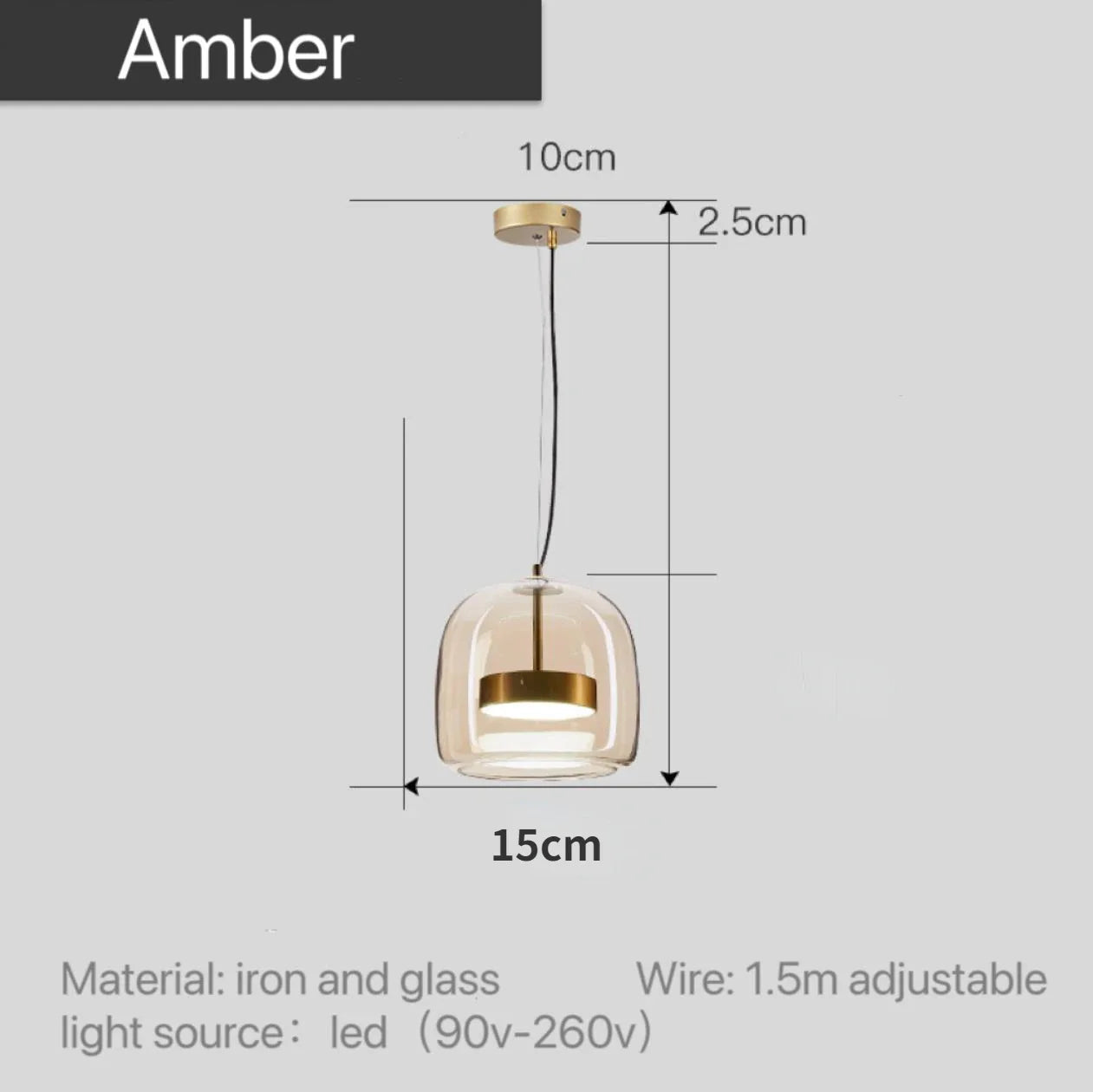 Astrid - Modern Nordic Glass Pendant Light  BO-HA Amber 15 cm (5.9" inches) 