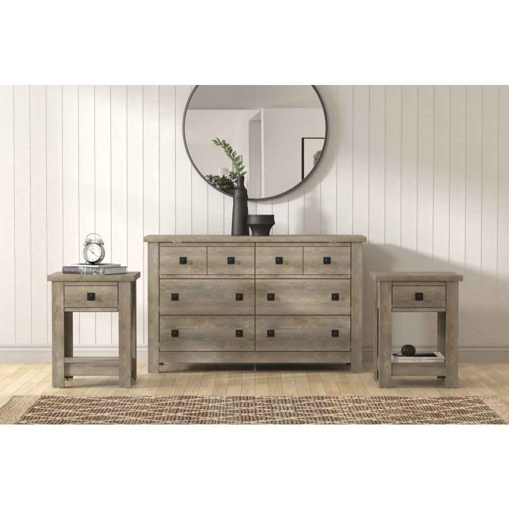 Dagrun - Modern Farmhouse 1 Drawer Nightstand Set of 2 Bedside Table