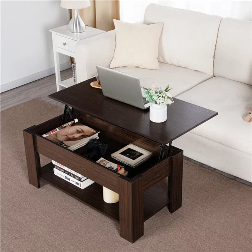 Tindra - Lift Top Coffee Table with Storage Square Coffee Table with Storage  BO-HA Espresso 38.6in Wide