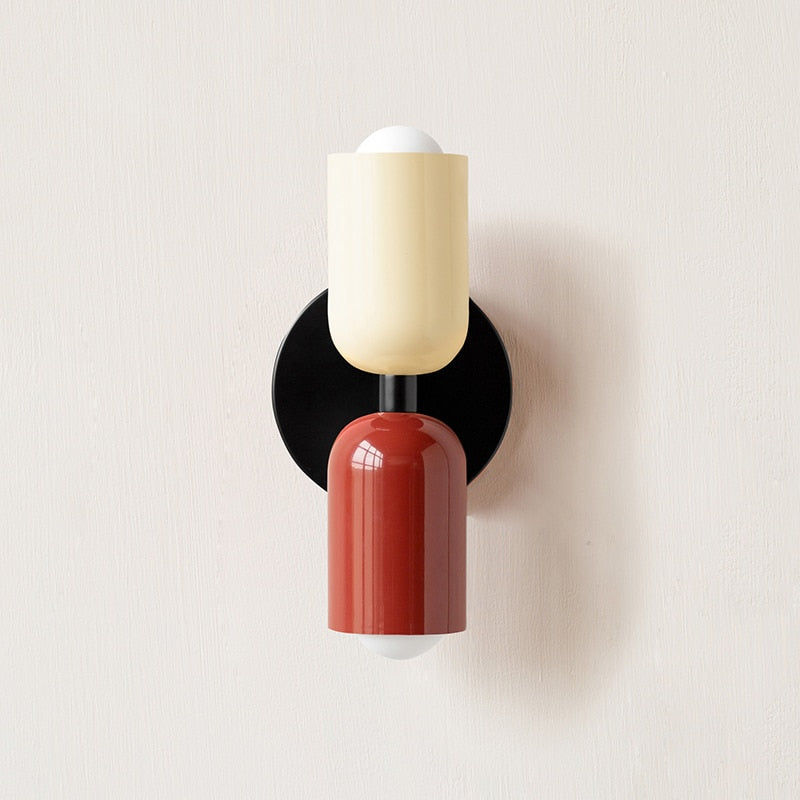 Afli - Colorful Modern Wall Sconce BO-HA Black Cream + Red Hardwired