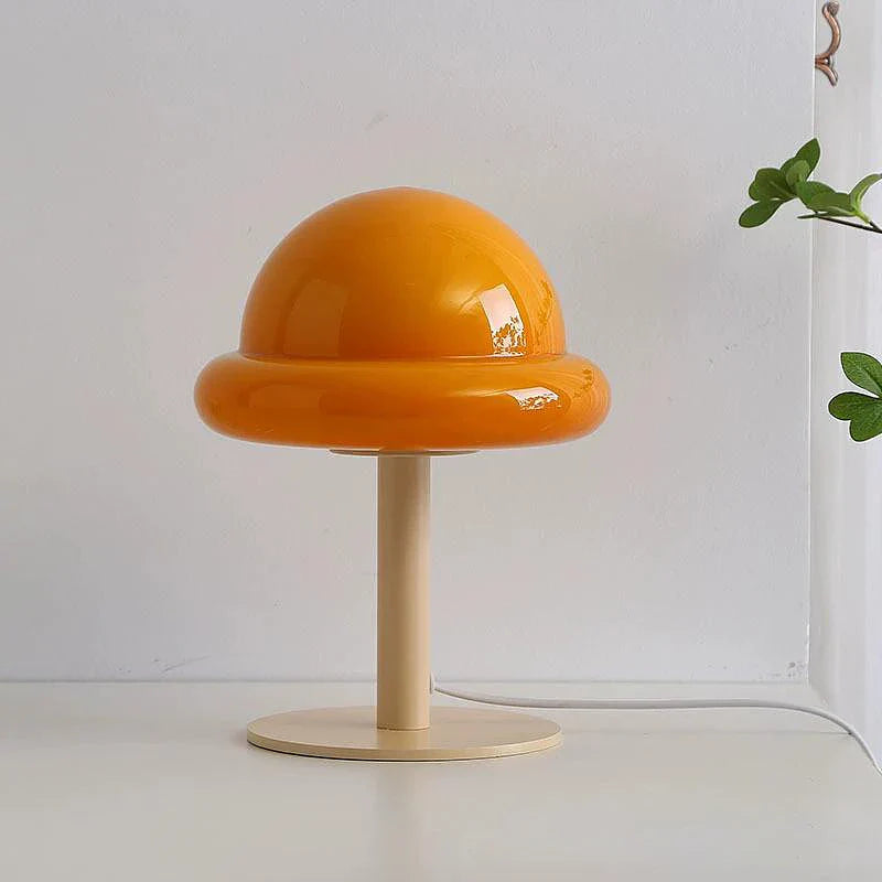 Teodor - Mushroom Table Lamp Mid century Modern Desk Lamp Bauhaus Furniture  BO-HA Wood Orange