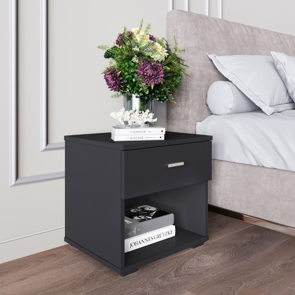 Ulf - Modern Black Nightstand Small Bedside Table