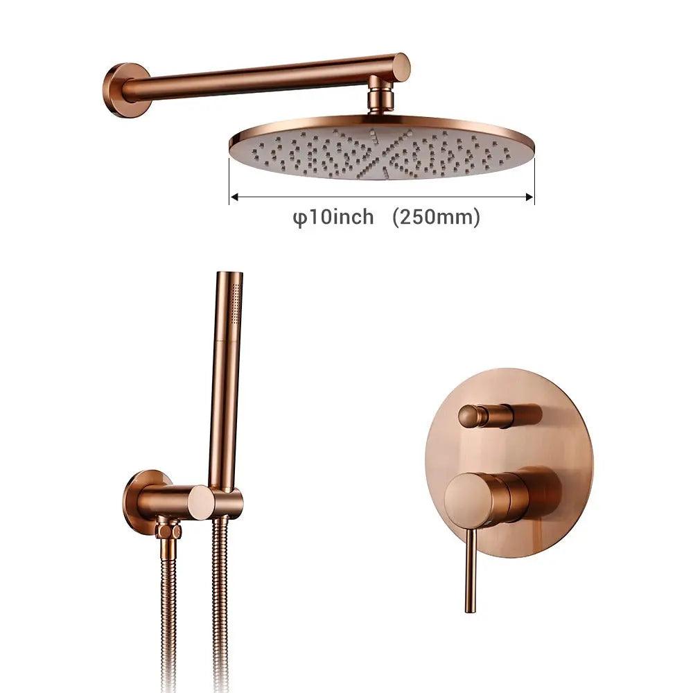 Safie - Wall Mounted Rain Shower Head Set  BO-HA Rose Gold 10 Inches Shower Head