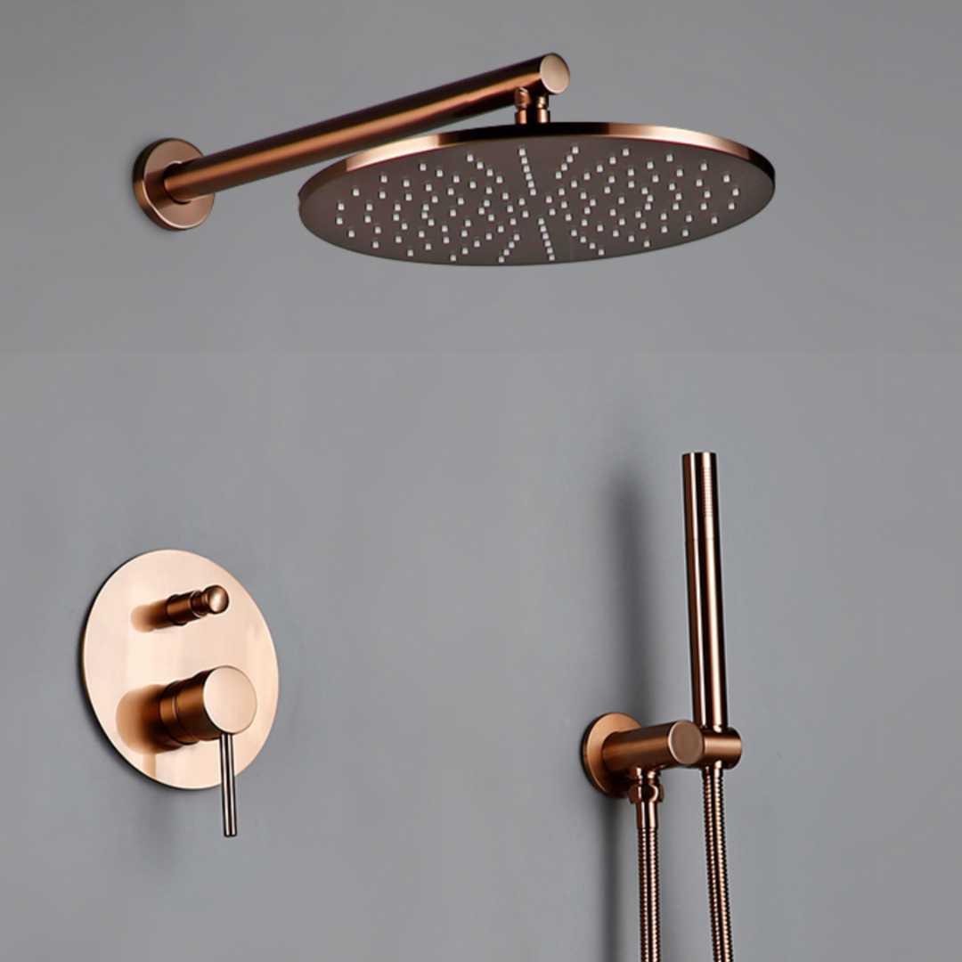 Safie - Wall Mounted Rain Shower Head Set  BO-HA Rose Gold 8 Inches Shower Head