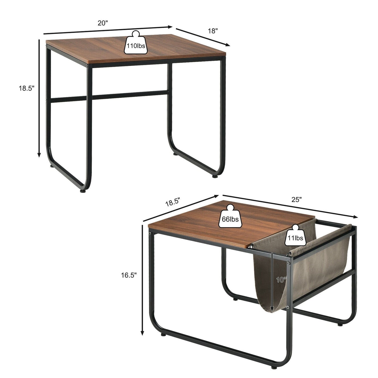 Vidar - Square Coffee Table with Storage Set of 2