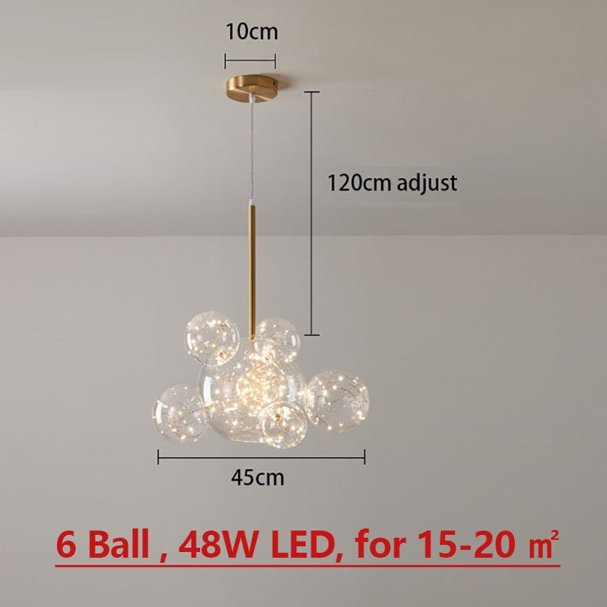 Runa LED Chandelier Glass Pendant Lights  BO-HA 6 Ball Warm Light