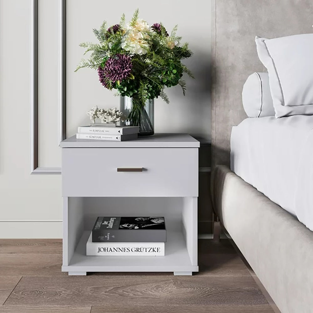 Ulf - Modern Black Nightstand Small Bedside Table  BO-HA White