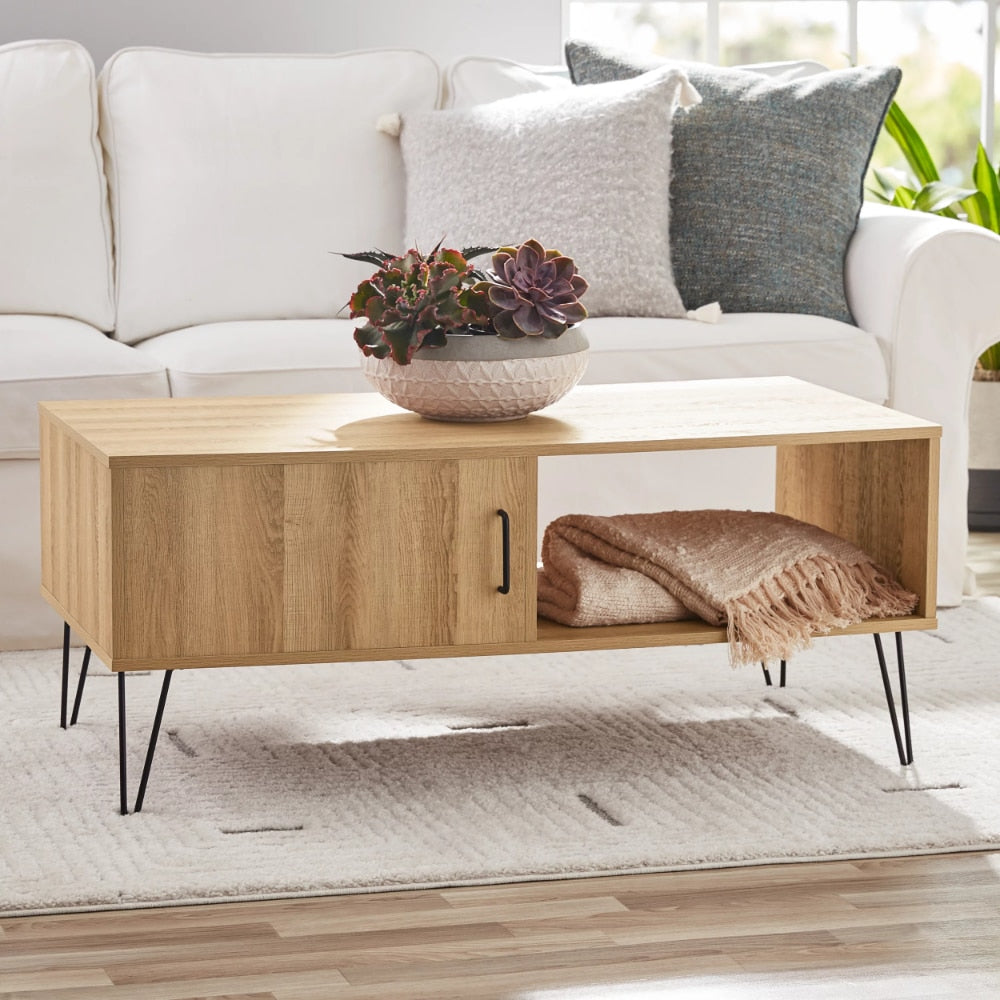 Fridleif - Modern Wood Coffee Table with Storage Square Coffee table with Storage  BO-HA Oak