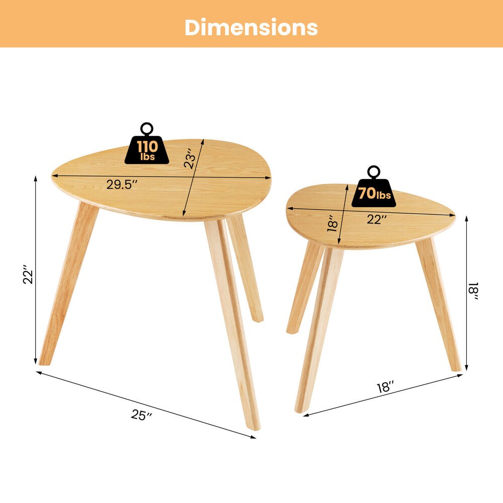 Gorm - Small Round Coffee Table Set of 2 Oval Coffee Table