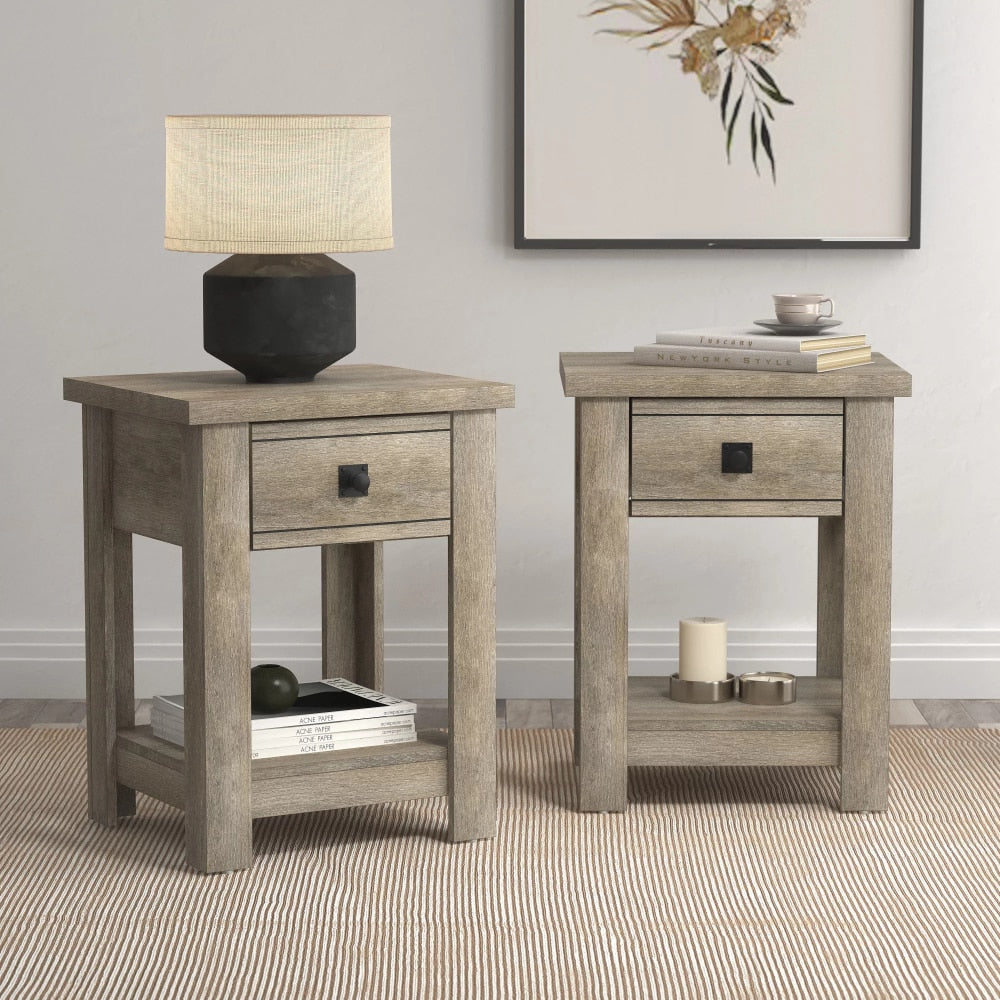 Dagrun - Modern Farmhouse 1 Drawer Nightstand Set of 2 Bedside Table  BO-HA Default Title