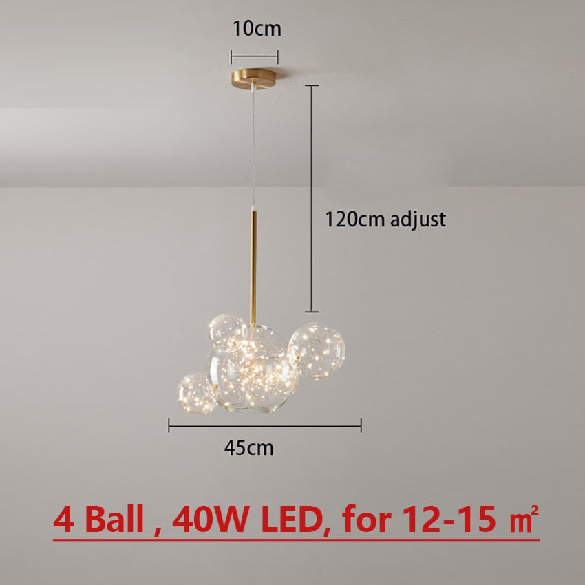 Runa LED Chandelier Glass Pendant Lights  BO-HA 4 Ball Warm Light