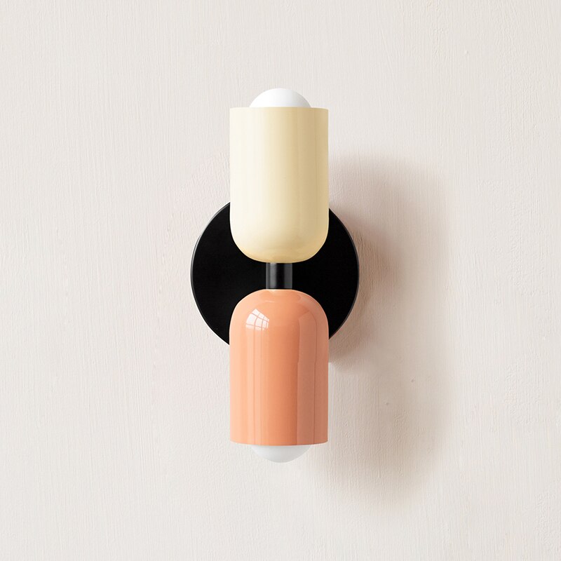 Afli - Colorful Modern Wall Sconce BO-HA Black Pink + Cream Hardwired