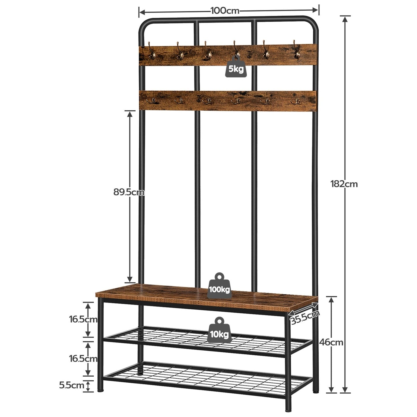 Torgny - Wall Mounted Coat Rack Shoe Rack for Entryway