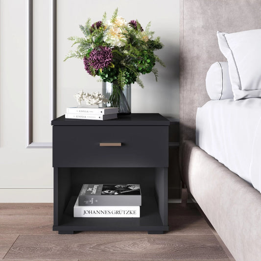 Ulf - Modern Black Nightstand Small Bedside Table