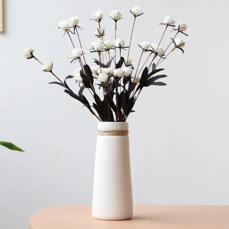 Signe - Modern White Vase with Hemp Rope