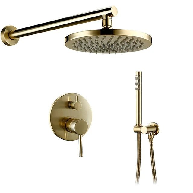 Safie - Wall Mounted Rain Shower Head Set  BO-HA Brushed Gold 8 Inches Shower Head